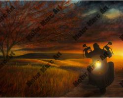 Motorcycle Artwork - Sunset Series by Marc Lacourciere
