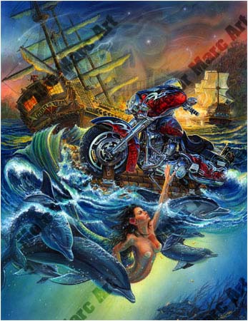 Motorcycle Paintings - High Seas Rally by Marc Lacourciere
