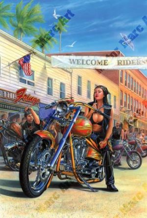 Motorcycle Paintings - Friday 13th by Marc Lacourciere