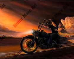 Motorcycle Paintings - Sunset Series by Marc Lacourciere