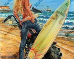 Motorcycle Artwork - Bikini Time by Marc Lacourciere
