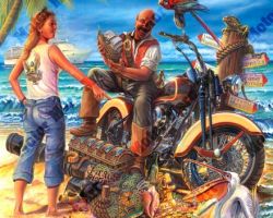 Motorcycle Paintings - High Seas Rally by Marc Lacourciere