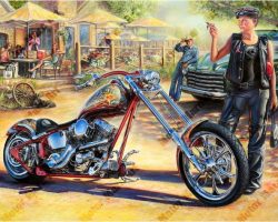 Motorcycle Paintings - Open Road Edition by Marc Lacourciere