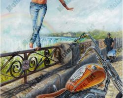 Motorcycle Paintings - Niagara Motorcycle Show by Marc Lacourciere