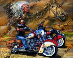 Motorcycle Paintings - Indian Motorcycles by Marc Lacourciere