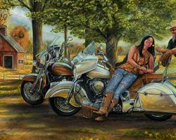 Motorcycle Artwork - Commissioned Painting by Marc Lacourciere
