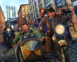 Motorcycle Artwork - Three Stooges Series by Marc Lacourciere