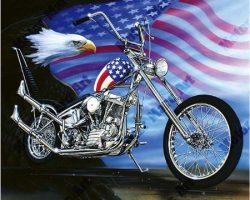 Motorcycle Paintings - Captain America by Marc Lacourciere