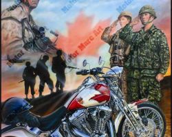 Motorcycle Paintings - Canadian Military by Marc Lacourciere