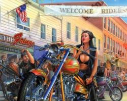 Motorcycle Paintings - Friday 13th by Marc Lacourciere