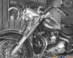 Motorcycle Paintings - Harley Davidson by Marc Lacourciere
