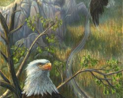 Eagle Eyes Thunder Motorcycle Paintings - Wildlife Series by Marc Lacourciere